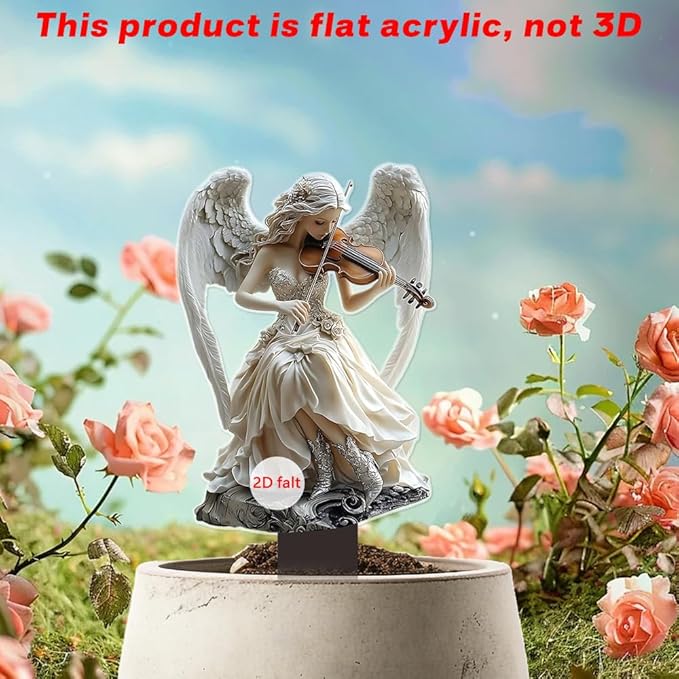 Garden Decor, Acrylic 2D Stake, Pot Plants Garden Yard Lawn Outdoor Fairy Statue Ornaments, Fairy Garden Accessories Decoration (Style B)