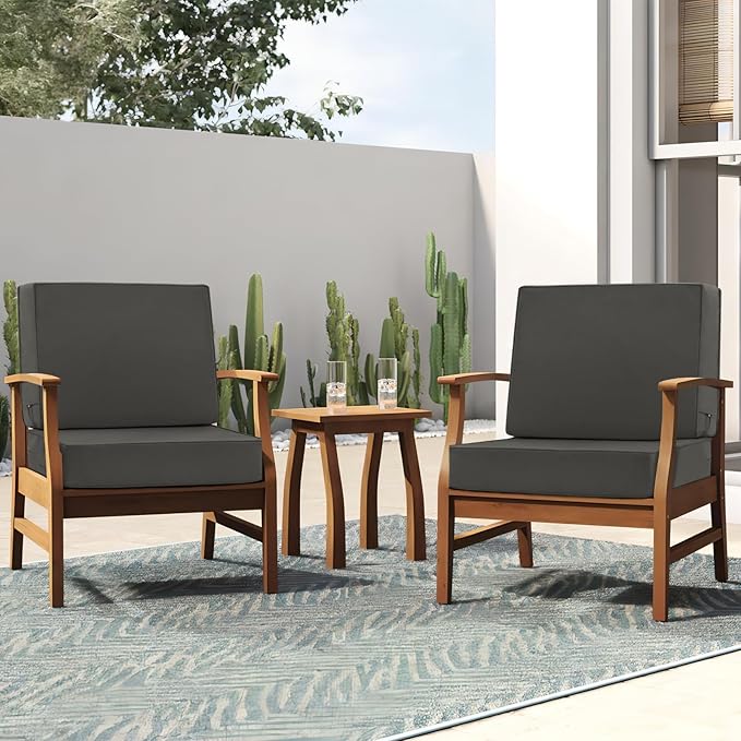 Favoyard Deep Seat Patio Cushion Set 19 x 19 Inch Waterproof Outdoor Chair Cushions for Patio Furniture with Fade Resistant and Removable Cover with Handle & Adjustable Straps for Patio, Yard, Garden