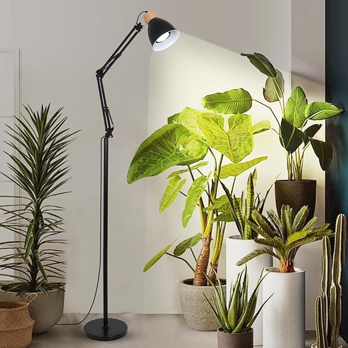 HMVPL Grow Lights for Indoor Plants Full Spectrum, Plant Lights for Indoor Growing with 20W COB Grow Light Blub, 4/8/12H Timer, Standing Tall Grow Lamp for Middle Large Plants(75'', Height Adjustable)