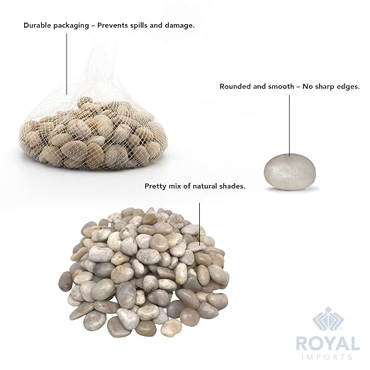 River Rocks Decorative Ornamental Vase Filler Aquarium Gravel Light, Medium 5 lbs - Landscaping Pebbles for Indoor Plants, Fish Tank Gravel, Terrarium & Home Decor, DIY & Crafting – Royal Imports