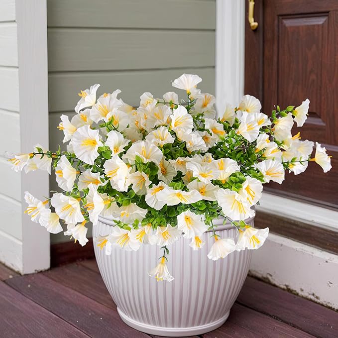 Christmas Artificial Mums 12 Bundles White Bulk Fake Flowers Faux Planters Real Touch Stems for Outdoors Fall Silk Flower UV Resistant Urn Filler Front Porch Thanksgiving Decorations for Home Garden