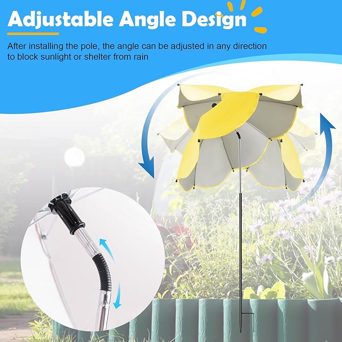 6 Pack Plant Umbrellas for Outdoor Plants - 40" Height Plant Shades for Outdoor Plants with Adjustable Angel, 26" Wide Garden Sun Umbrella Shade Cover for Potted Plant, Garden Beds, Vegetable, Flower