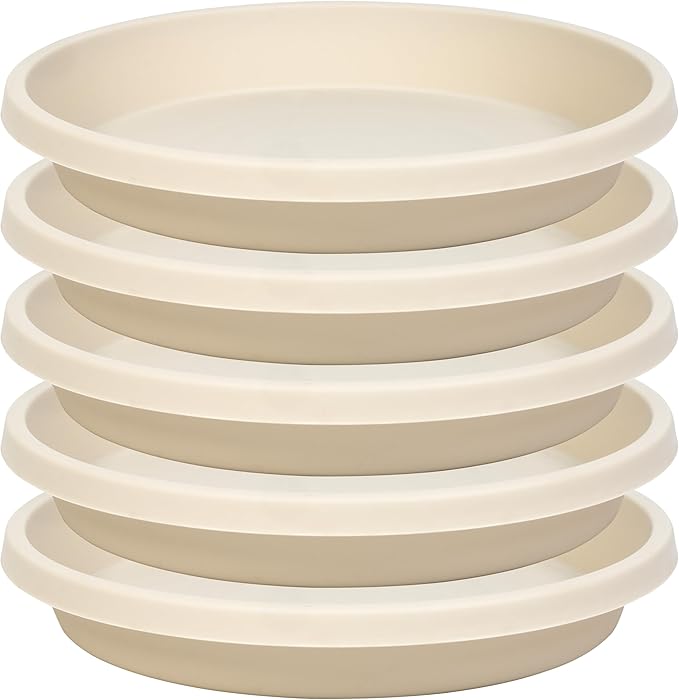 Plastic Plant Saucer Round 10 Inch 5 Pack Heavy Drip Trays for Indoor and Outdoor Plants Pots