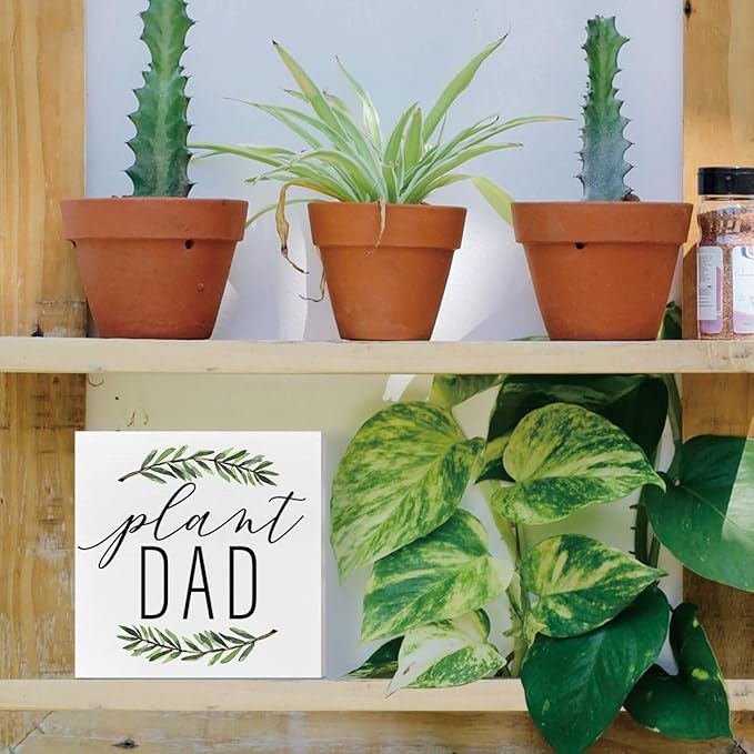 Plant Lover Desk Wooden Box Sign Decor, Plant Dad, Plant Garden Decor Home Office Desk Decoration Gardening Gardener Planter Plant Lover Gifts for Women Dad, Fathers Gifts for Dad