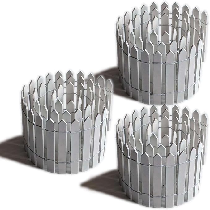 Miniature White Picket Fence - 35 Inch Length DIY Small Wooden Fence for Crafts, Dollhouses, Fairy Gardens, Plant Pots & Micro Landscapes, 3Pcs (4 Inch High)