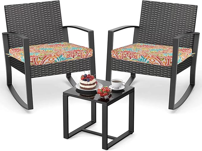FUNHOME Outdoor Chair Cushions for Patio Furniture, 18 x 18 x 2.5 Inch Outdoor Chair Pads with Ties, Water-Repellent Square Corner Patio Chair Cushions 2 Packs, Corinthian Dapple