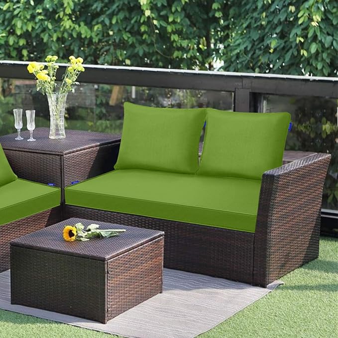 Outdoor Loveseat Cushion Set 44''x24'', Outdoor Cushions for Patio Furniture with Fastness Cover, Water Repellent Outdoor Seat Cushion and Couch Back Cushions for Bench, Swing (Grass Green, 2 Sets)