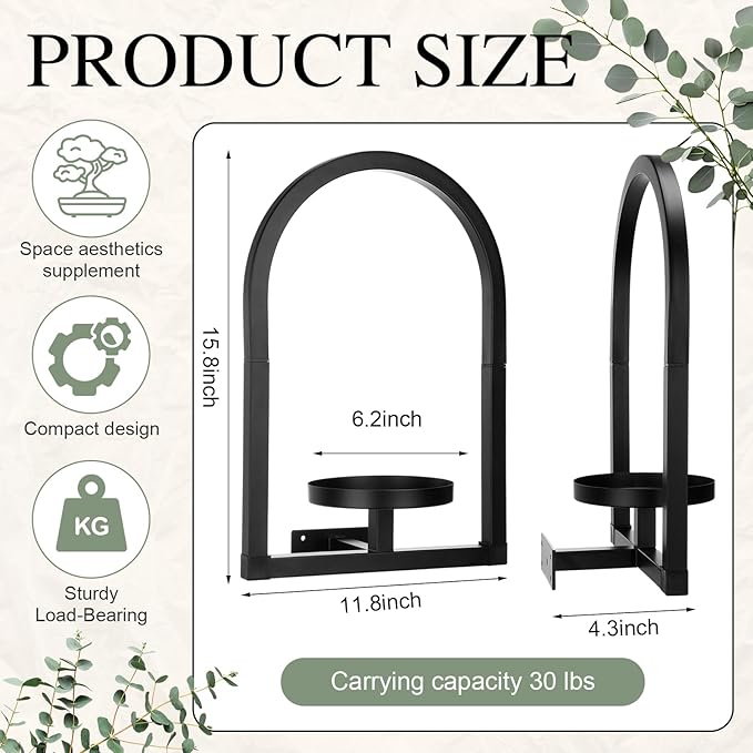 4 Pcs Wall Plant Holder Wall Planters for Indoor Plants Metal Window Planters Shelves Picture Frame for Indoor Outdoor Living Room Balcony Garden (Arch Style)