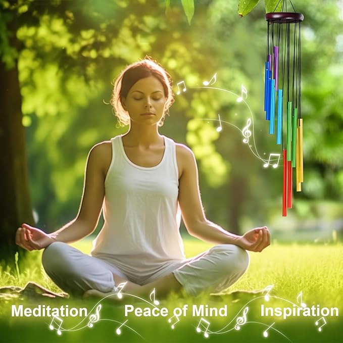 Outdoor Colorful Wind Chimes for Outside with 12 Aluminum Tubes for Garden Patio Balcony and Home Decor, WLM03