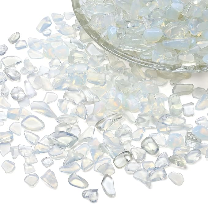 LAIDANLA Opalite 1lb Crystal Polished Tumbled Stones Irregular Shaped Crystal Chips Bulk Natural Gemstone Aquarium Gravel Rocks Vase Filler Fish Tank Gravel Home Decoration