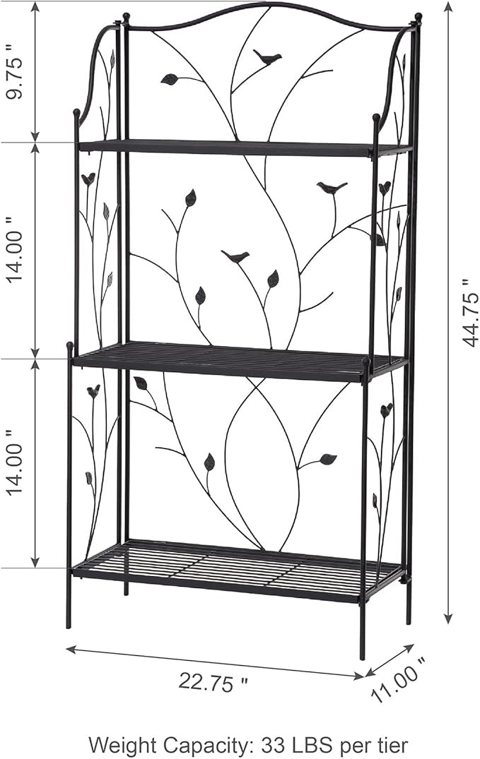 glitzhome Plant Stand Metal Rack 3 Tier Flower Pot Organizer Multiple Holder Shelf for Indoor Outdoor Garden, Black