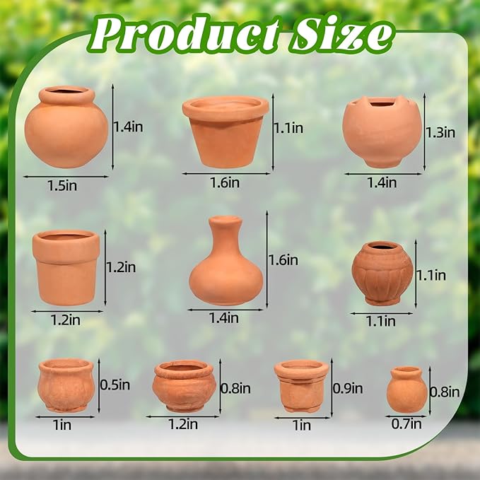10 Pieces Mini Clay Pots Terracotta Clay Small Flower Mini House Flower Pot for Crafts DIY Garden Plants and Office Desktop