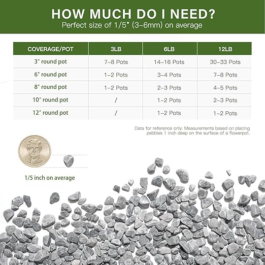 NUPICK 12 lbs Pebbles for Indoor Plants, 1/5 Inch Pea Gravel for Fish Tank, Decorative Rocks for Succulent, Natural River Stones for Vases, Cactus, Landscaping, Bird Bath, Aquarium, Grey