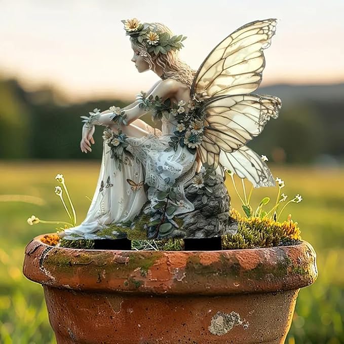 Bohemian Fairy Flower Pot Decor - Planter Pots Decor & Accessories for Home or Garden (Sleeping Elf-6)