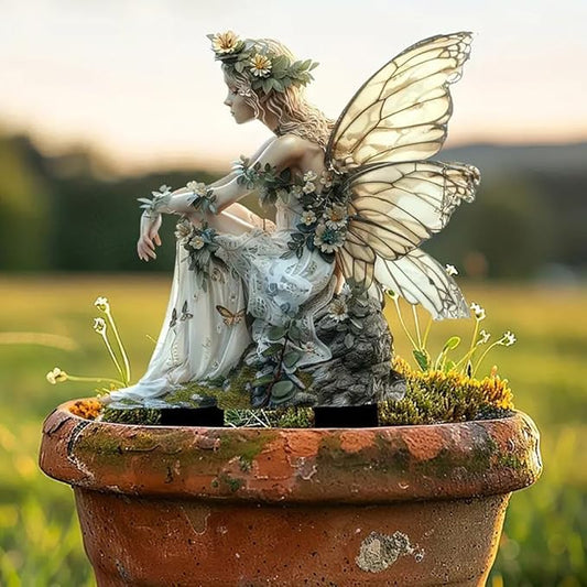 Bohemian Fairy Flower Pot Decor - Planter Pots Decor & Accessories for Home or Garden (Sleeping Elf-6)