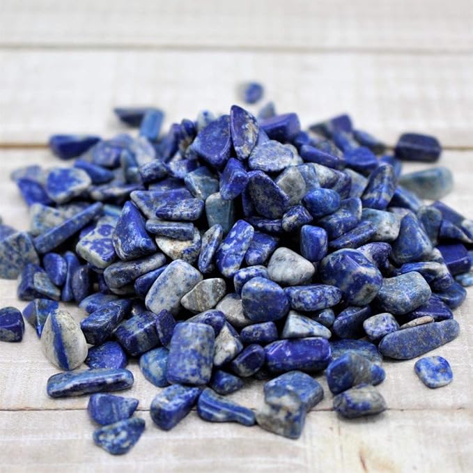 IMALY Lapis Lazuli Tumbled Chips Stone Polished Crushed Healing Crystal Quartz Pieces Irregular Shaped Stones for Home Decorative Stones Vases Plants Succulents 0.5lb