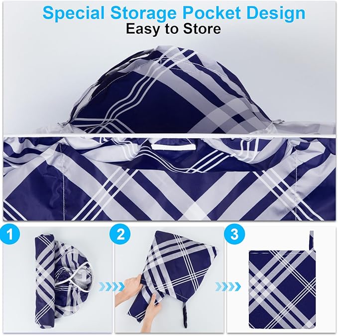 pickyNproud Picnic Table Cover with Bench Covers Portable Table Cloth Built-in Storage Pocket Picnic Table Covers with Elastic Waterproof Camping Essentials for RV Camping