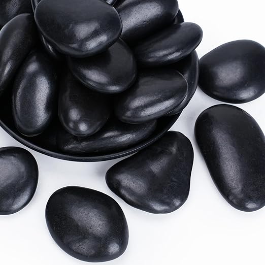 40 lbs Black Stones for Plants Indoor, 2-3 Inch Decorative River Rocks for Plants, Flower Pots, Vase, Polished Garden Stones for Outdoor Landscaping, Walkways, Yard