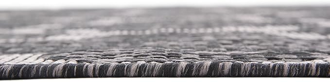 Unique Loom Outdoor Trellis Collection Area Rug (7' 1" x 10' Rectangle, Black/ Ivory)