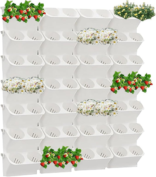 Vertical Wall Planter,Stacking Planters for Outdoor Plants,Garden Self Watering Wall-Mounted Planter,Indoor Outdoor Living Wall Planter Hanging Planter,Plant Flower Pot Holder Green Herb Wall Decor