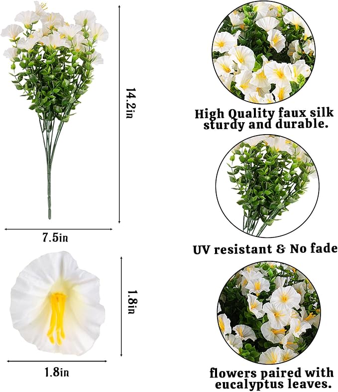 Christmas Artificial Mums 12 Bundles White Bulk Fake Flowers Faux Planters Real Touch Stems for Outdoors Fall Silk Flower UV Resistant Urn Filler Front Porch Thanksgiving Decorations for Home Garden