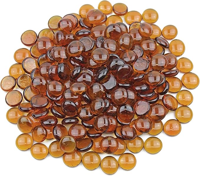 Around 2 Pounds of Decorative Amber Stones Perfect for Aquariums, Vase Fillers, Table Scatter, Scrapbooking and Much More! Beautiful Gems! (Amber Glass Gems)
