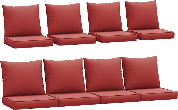 Amopatio Outdoor Cushions for Patio Furniture, Outdoor Chair Cushions Fits 8-seat Sectional Conversation Sets, Patio Replacement Seat Cushion for Patio Chairs (Burgundy)
