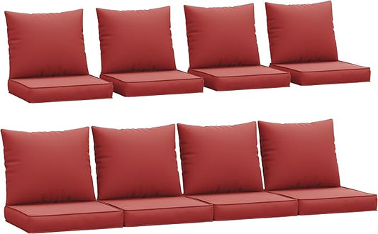 Amopatio Outdoor Cushions for Patio Furniture, Outdoor Chair Cushions Fits 8-seat Sectional Conversation Sets, Patio Replacement Seat Cushion for Patio Chairs (Burgundy)
