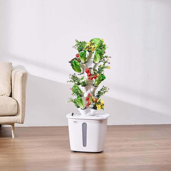 VEVOR Hydroponic Growing System, 30 Pods Vertical 6 Tiers Hydroponic Tower, Home Hydronic Garden with Water Pump & Timer, Water Circulation Plants Germination Kit for Indoor Herbs Fruits & Vegetables
