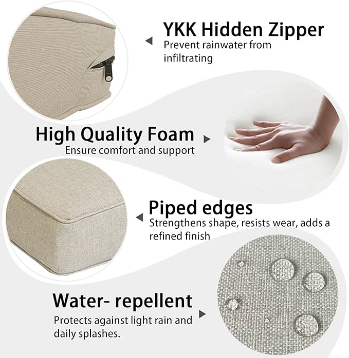 Outdoor 22"x24" Deep Seat Patio Cushion Set of 2, Outdoor Chair Cushions with Water-Resistant UV Resistant Weather Resistant Sectional Sofa Pad and Removable Covers,Riverbed