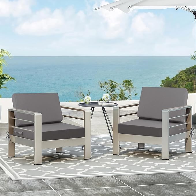 idee-home Outdoor Cushions for Patio Furniture, Outdoor Seat Cushion, Waterproof Couch Hampton Bay Deep Seat Replacement Chair Cushions for Garden Lawn Deck Backyard, 28.5 x 28.5 Grey