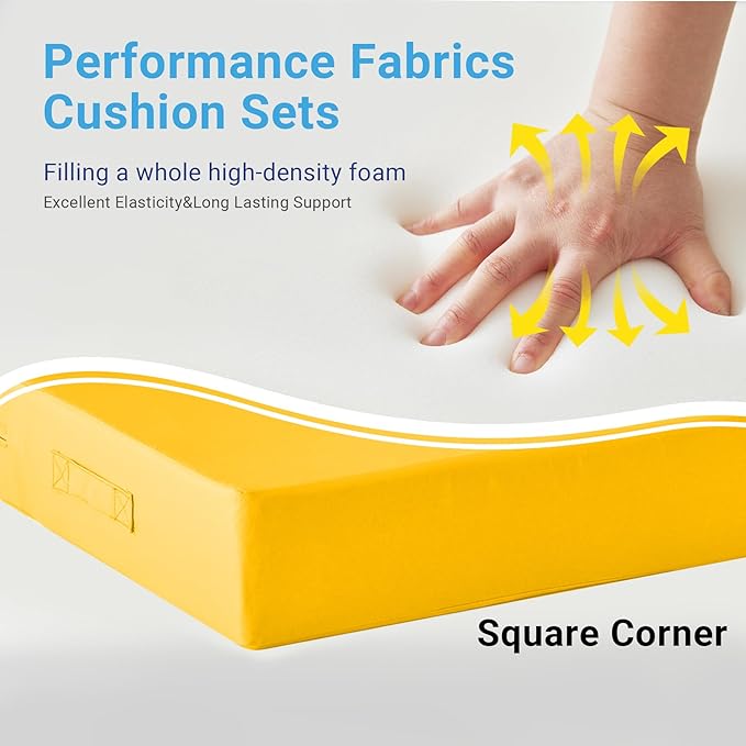 Outdoor Cushions for Patio Furniture,Outdoor Seat Cushion Set 24 x 24 x 4 Inch,Waterproof & Fade Resistant Outdoor Chair Cushions,Deep Patio Chair Cushion with Removable Cover,Yellow