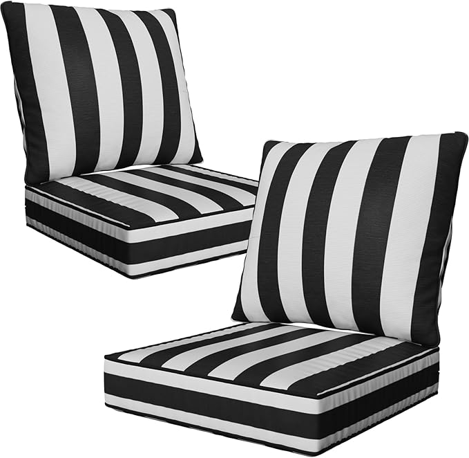 22" x 22" x 6" Outdoor Deep Seat Cushions Set - 2 Set Waterproof & Fade Resistant Patio Furniture Replacement Cushions, Non-Slip Outdoor Cushions Fit Loveseats, Couches, Chairs, Sofas.