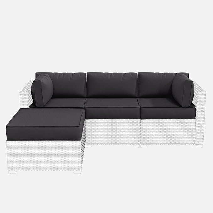 Patio Furniture Cushions, Replacement Outdoor Cushions for 4-Seat Patio Furniture, Waterproof Cushions for Outdoor Sectional Sofa Couch, Grey