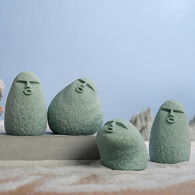 Cute Stone Primitive Man Figurine: Funny Stoneman Statue for Outdoor Decor, Carving Face Garden Home Decoration Fish Tank Ornament - Stone Man C