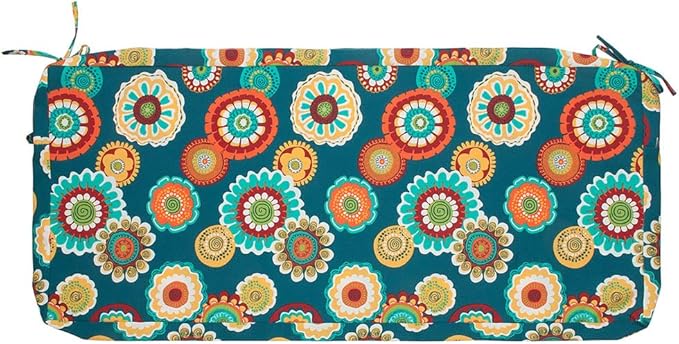 Magpie Fabrics Patio Bench Cushion Cover 42x18x3 Inch, NO Insert! Water Resistant Outdoor Loveseat Replacement Cover with Zipper (Floral Green)