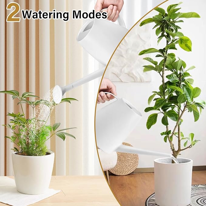 Watering Can - for Indoor and Outdoor House Plant Garden - with Long Spout - 1/2 Gallon - White