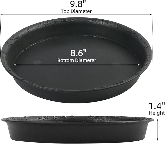 LotFancy Plant Saucer, 9 Inch of 3 Pack, Heavy Duty Plastic Plant Trays, Durable Pot Saucer Drip Tray for Indoor Outdoor, Flower Drainage Pot Base, Black