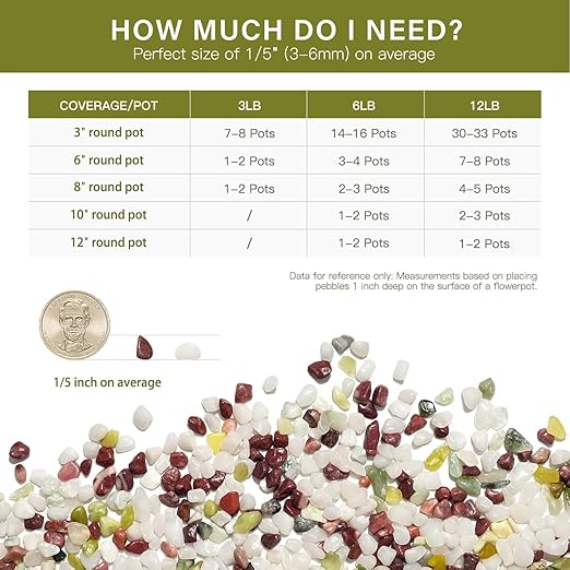 NUPICK 6 lbs Pebbles for Indoor Plants, 1/5 Inch Pea Gravel for Fish Tank, Polished Decorative Rocks for Succulent, Natural River Stones for Vases, Cactus, Landscaping, Bird Bath, Colorful Mixed