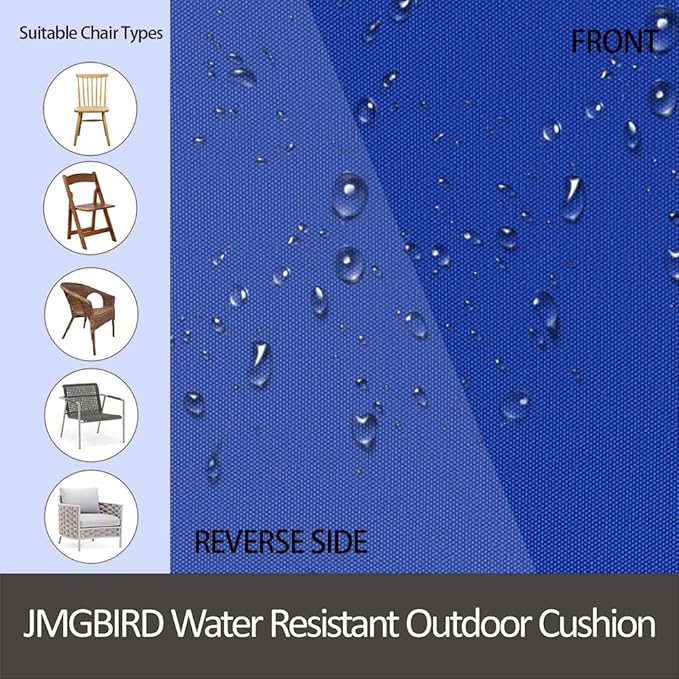 JMGBird Outdoor Chair Cushions Set, Water Resistant Seat Cushions 22 x 22 Inch with Ties, Outdoor Cushions for Patio Furniture