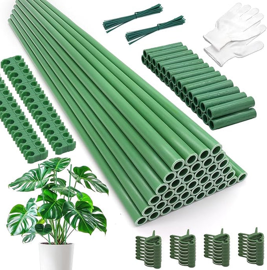 Garden Stakes 17Inch 40Pack, DIY Tall Plant Support Stakes of 4Ft,5Ft,6Ft,7Ft, HAINANSTRY Fiberglass Plant Stake for Indoor & Outdoor Plants, Tomato Vegetable Stakes for Garden