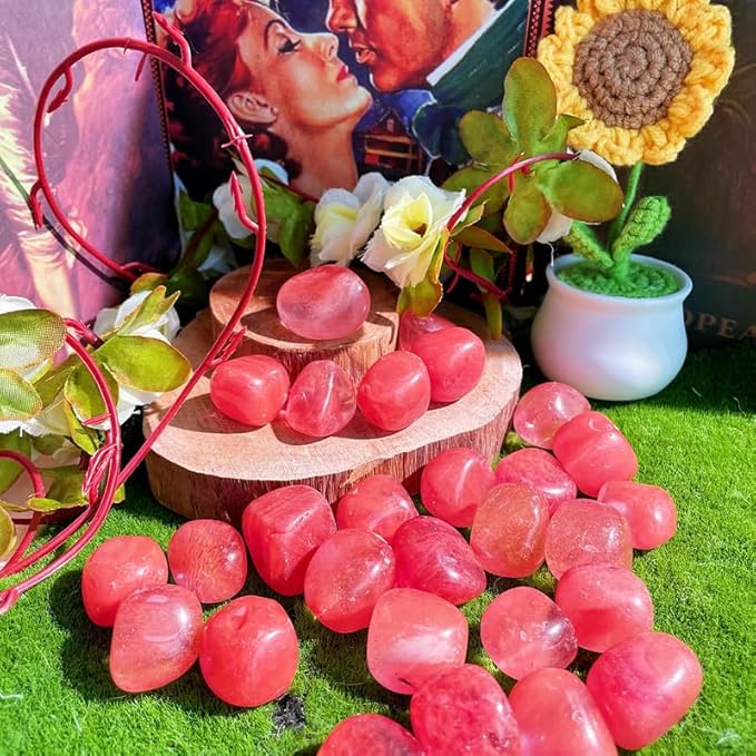 DUQGUHO Watermelon Quartz Crystals Bulk Natural Irregular Polished Stones Tumbled Crystals Gemstone Rocks Beginners Gift 200g
