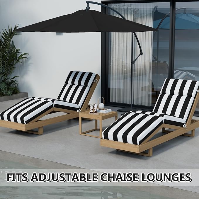 Chaise Lounge Cushions Outdoor, 72 x 21 x 4 Inch Lounge Chair Cushions for Outdoor Furniture - Waterproof Lounge Patio Replacement Cushion, 4In Fade-Resistant ThickPatio Chaise Lounge Cushion