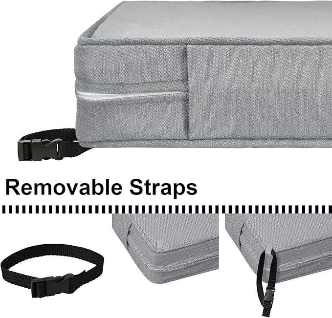 Outdoor Loveseat Cushion Set 44'' x 24'', Outdoor Cushions for Patio Furniture with Fastness Cover, Water Repellent Outdoor Seat Cushion and Couch Back Cushions for Bench, and Swing (Light Grey)