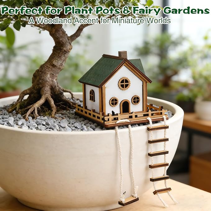 Fairywood Mini Treehouse – Whimsical Wooden Treehouse for Plant Pots, Fairy Gardens & Indoor Greenery