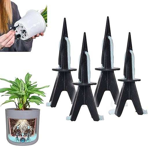 GreenShip 4-Pack Patented Self-Watering Spikes – DIY Plant Watering System for Indoor Plants, Fits Grower Pots, Reuse Containers, Automatic Self-Watering Stakes (Large)