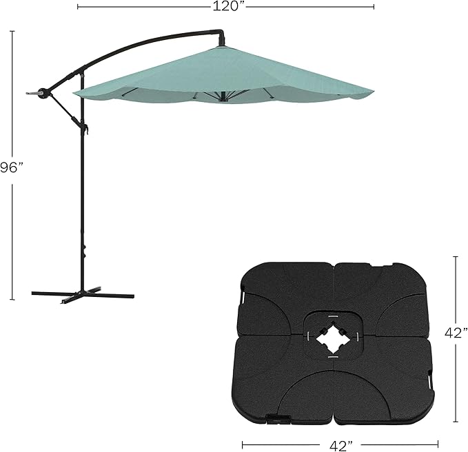 10 Ft Offset Cantilever Patio Umbrella - Fade-Resistant Shade Umbrella Outdoor Patio Canopy with Cross Base for Garden, Lawn, Deck, Yard or Pool by Pure Garden (Dusty Green)