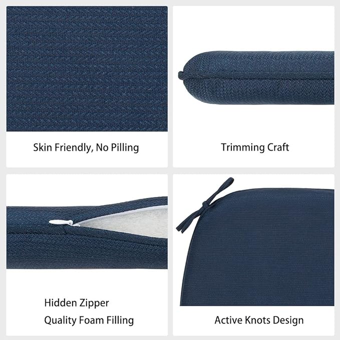Magpie Fabrics Outdoor/Indoor 17"x16"x2" Chair Cushions with Ties Set of 4, Waterproof All Weather U-Shape Seat Pads Decoration for Patio Garden Furniture Home Office (Navy)