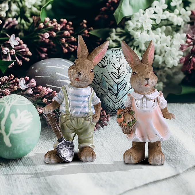 Bunny Decor,Yard Decorations Outdoor Statues Bunny Figurines for Home Garden,Outdoor Statues Easter Rabbit Figurines Mom Grandma Gifts