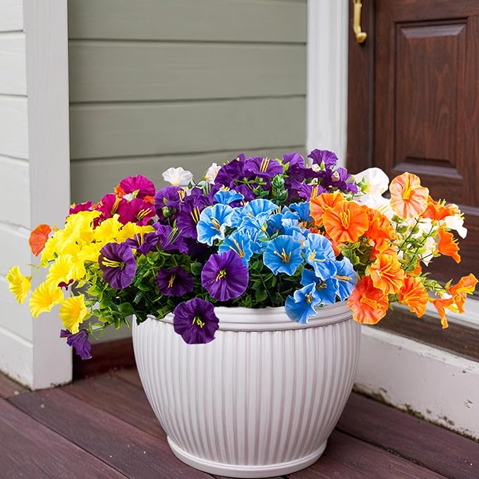 Christmas Artificial Mums 12 Bundles Color Bulk Fake Flowers Faux Planters Real Touch Stems for Outdoors Fall Silk Flower UV Resistant Urn Filler Front Porch Thanksgiving Decorations for Home Garden